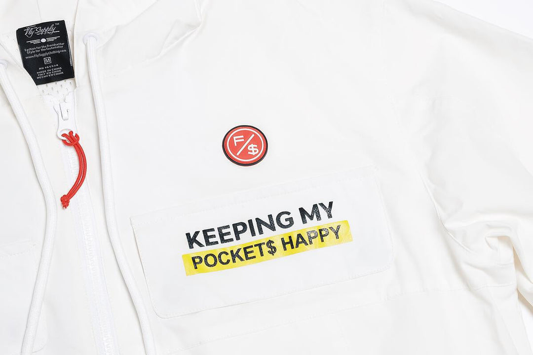 Happy Pockets Windbreaker Zip-Up Jacket (White)