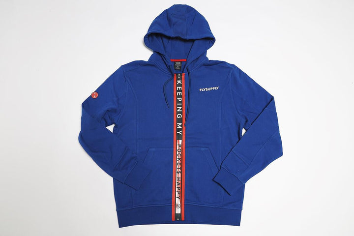 Happy Pockets Zip-Up Fleece Hoodie (Blue)