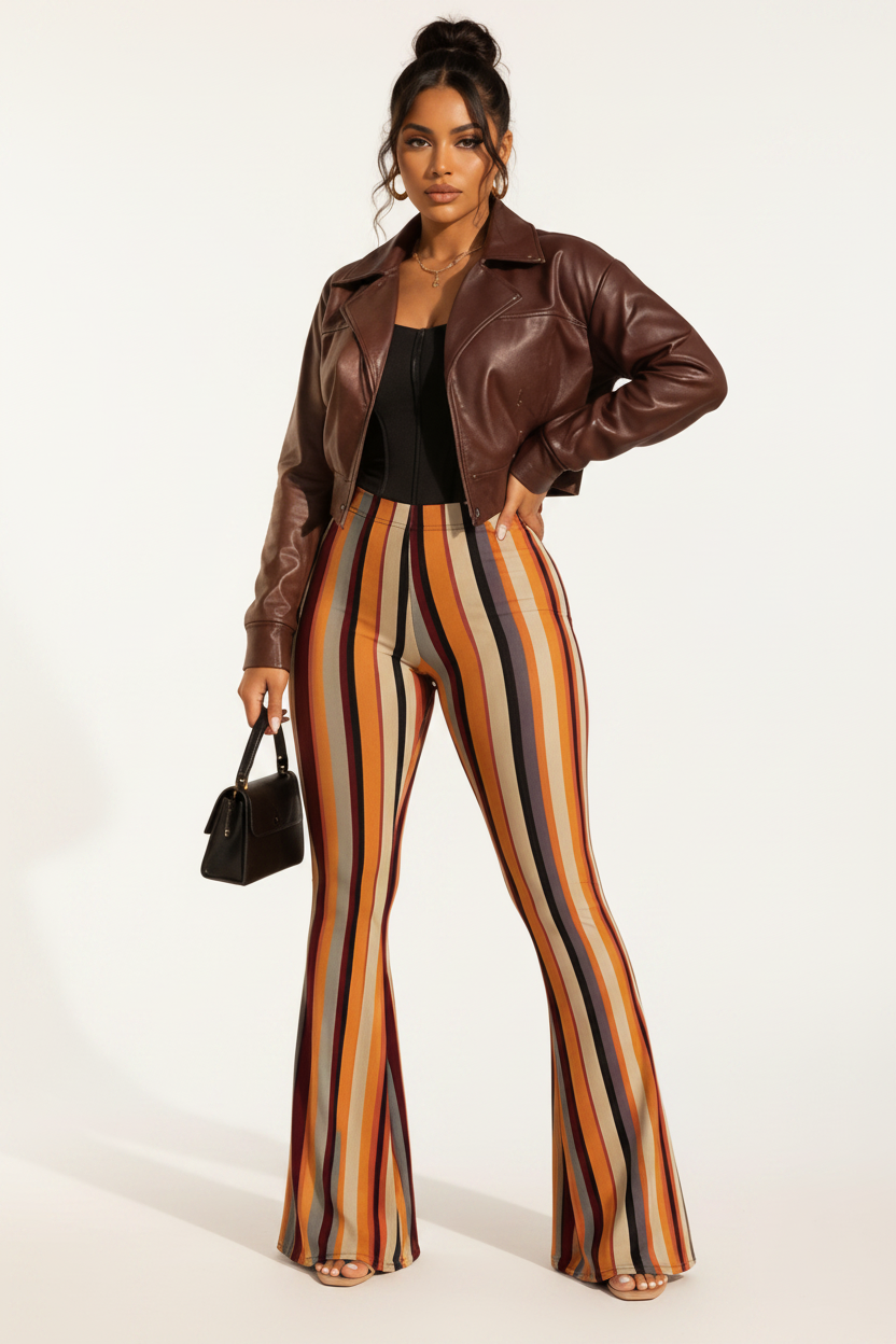 Retro High Waist Flare Pants
