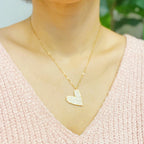 Shiny Heart Necklace With Cubic Zirconia Pave And Stainless Steel Chain 16 Inch