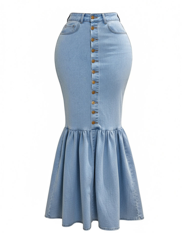 High Waist Denim Mermaid Skirt