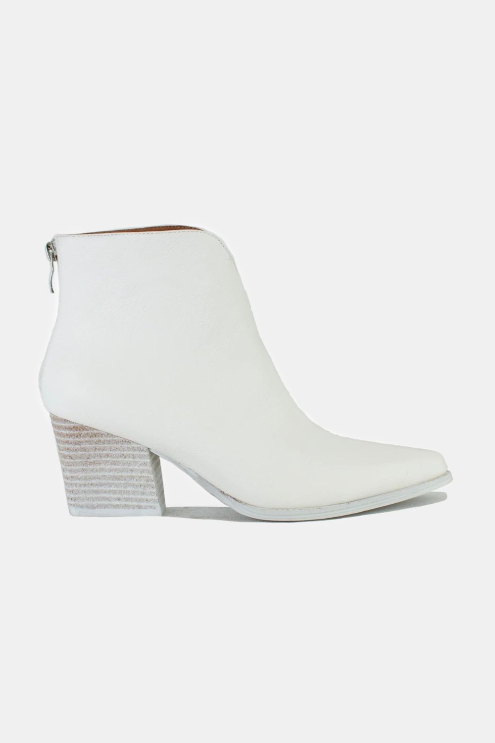 PU Leather Block Heel Boots with Back Zipper