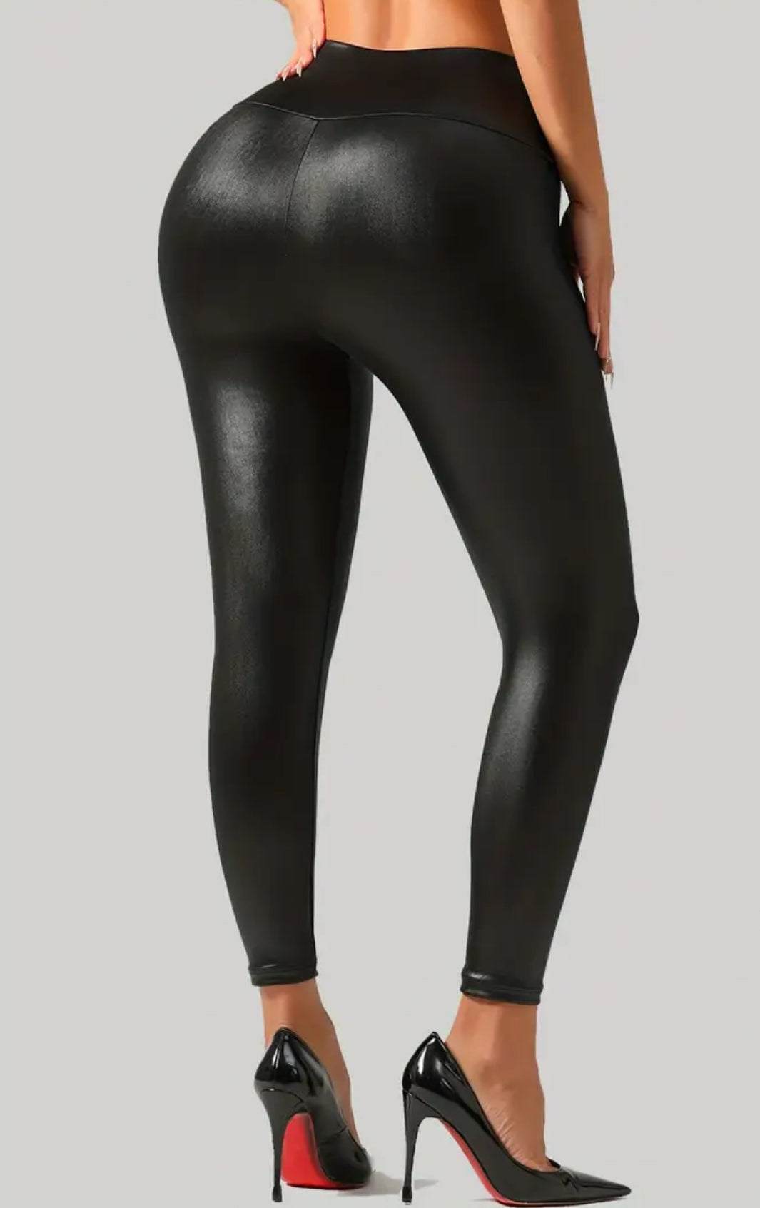Faux Leather Waist Cinching Pants