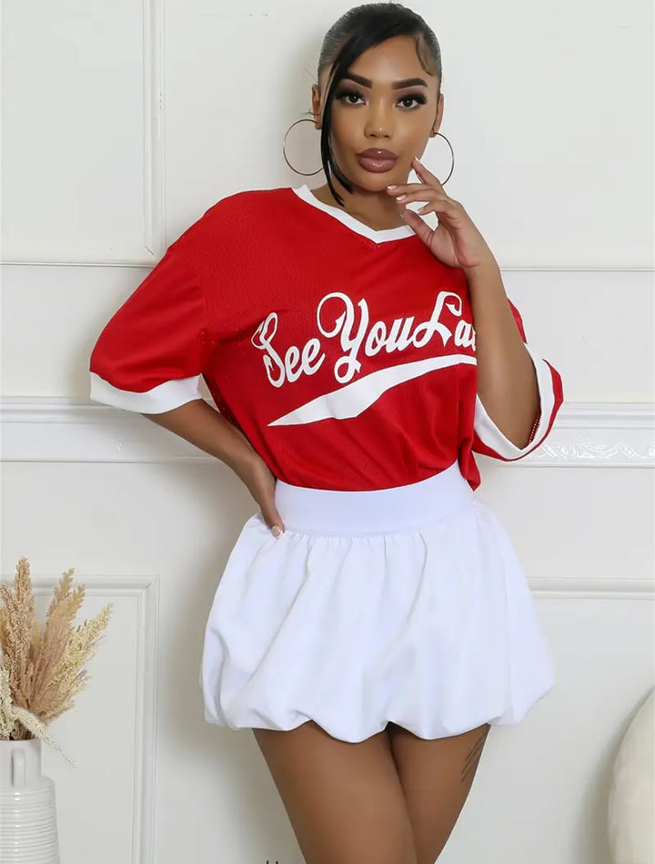 Bubble Hem Mini Skirt, white