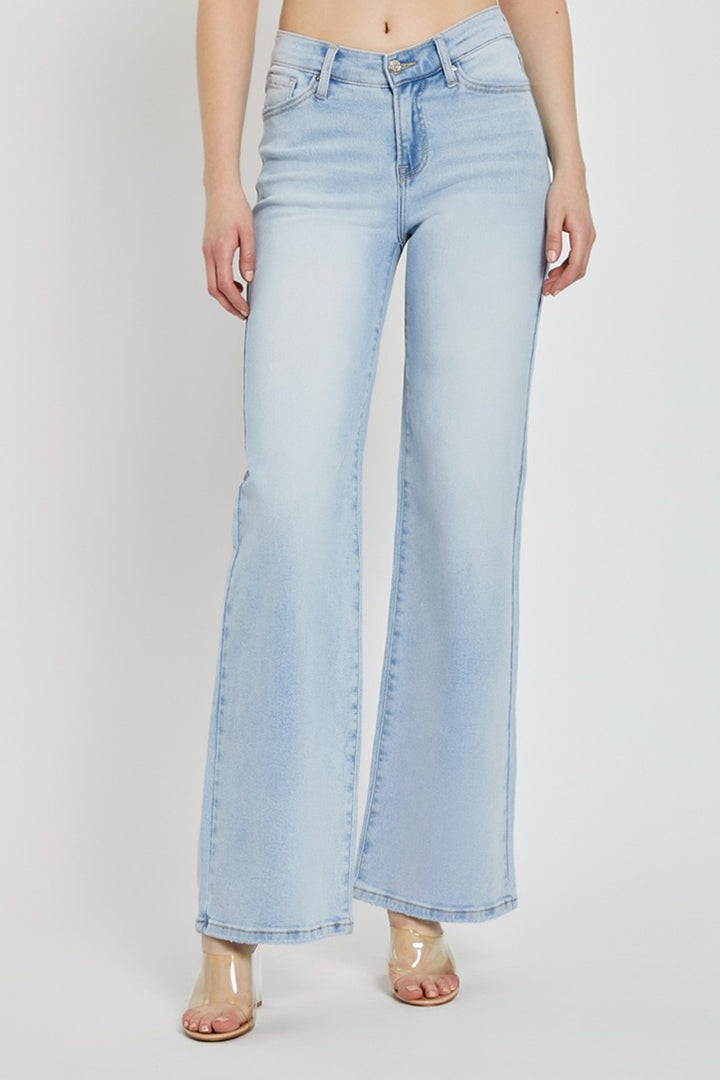 Wide Leg V Dipped Front Waist Jeans