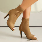 Peep Toe Pointed Stiletto Ankle Boots Women