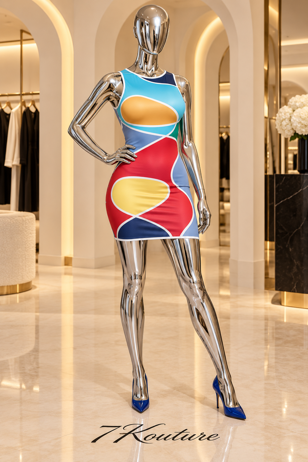 Color Play Abstract Multicolor Bodycon Dress