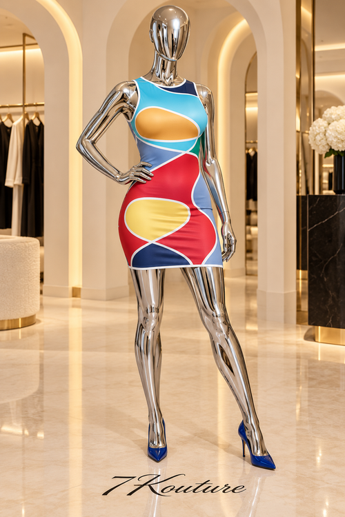 Color Play Abstract Multicolor Bodycon Dress