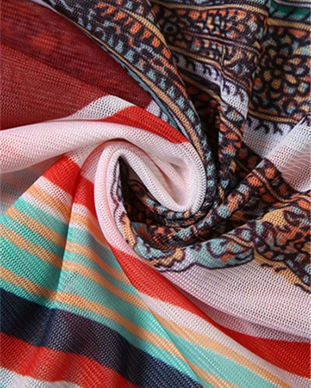 Artistic Paisley Sheer Long Sleeve Top