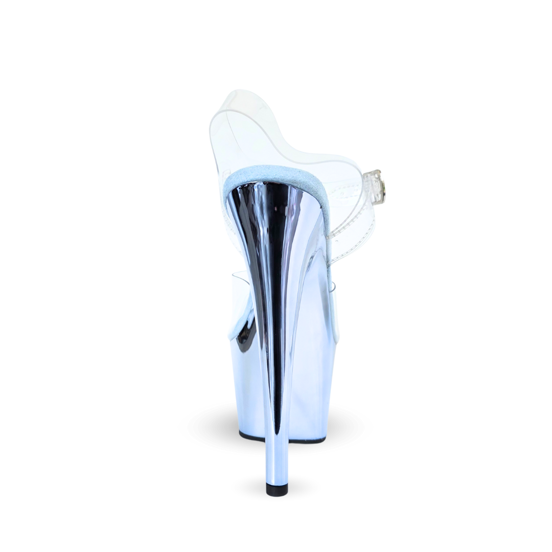 CHROME Platform Heels, Sky Blue