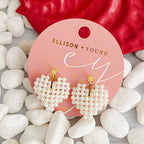 Knitted Pearl Heart Earrings