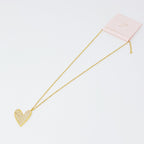 Shiny Heart Necklace With Cubic Zirconia Pave And Stainless Steel Chain 16 Inch