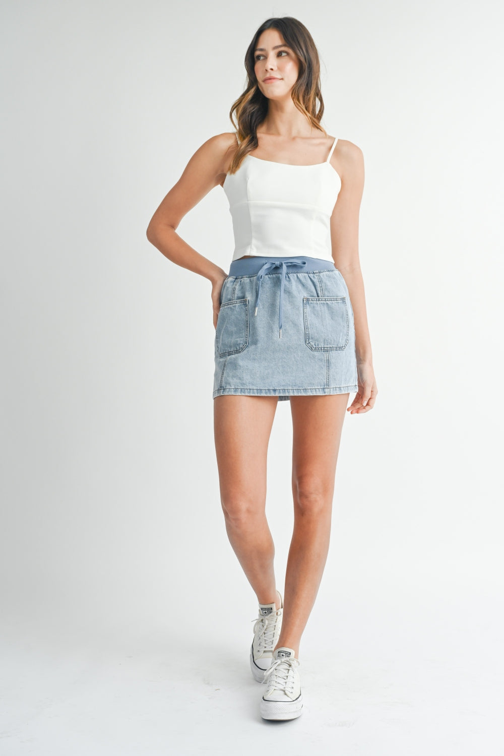 Strappy Back Cropped Cami, White