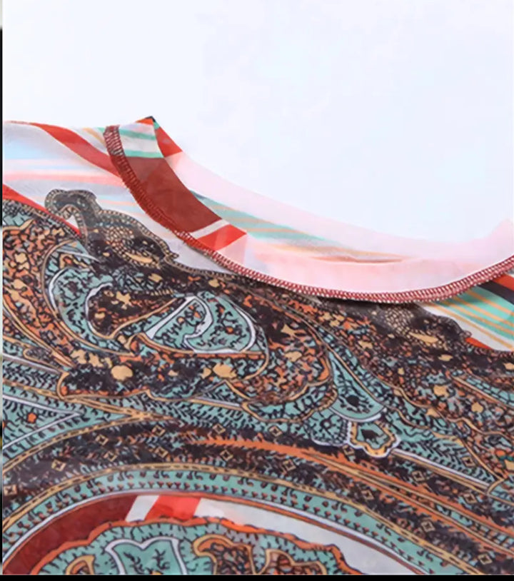 Artistic Paisley Sheer Long Sleeve Top