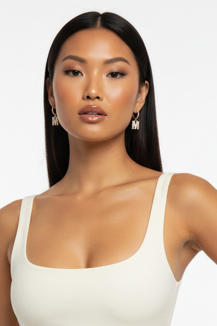 Crystal Initial Drop Earrings