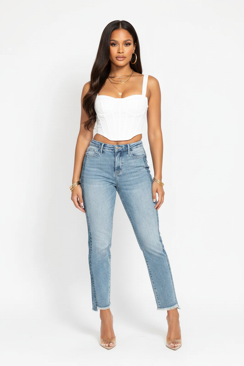 Vintage Wash Side Panel Detail Denim