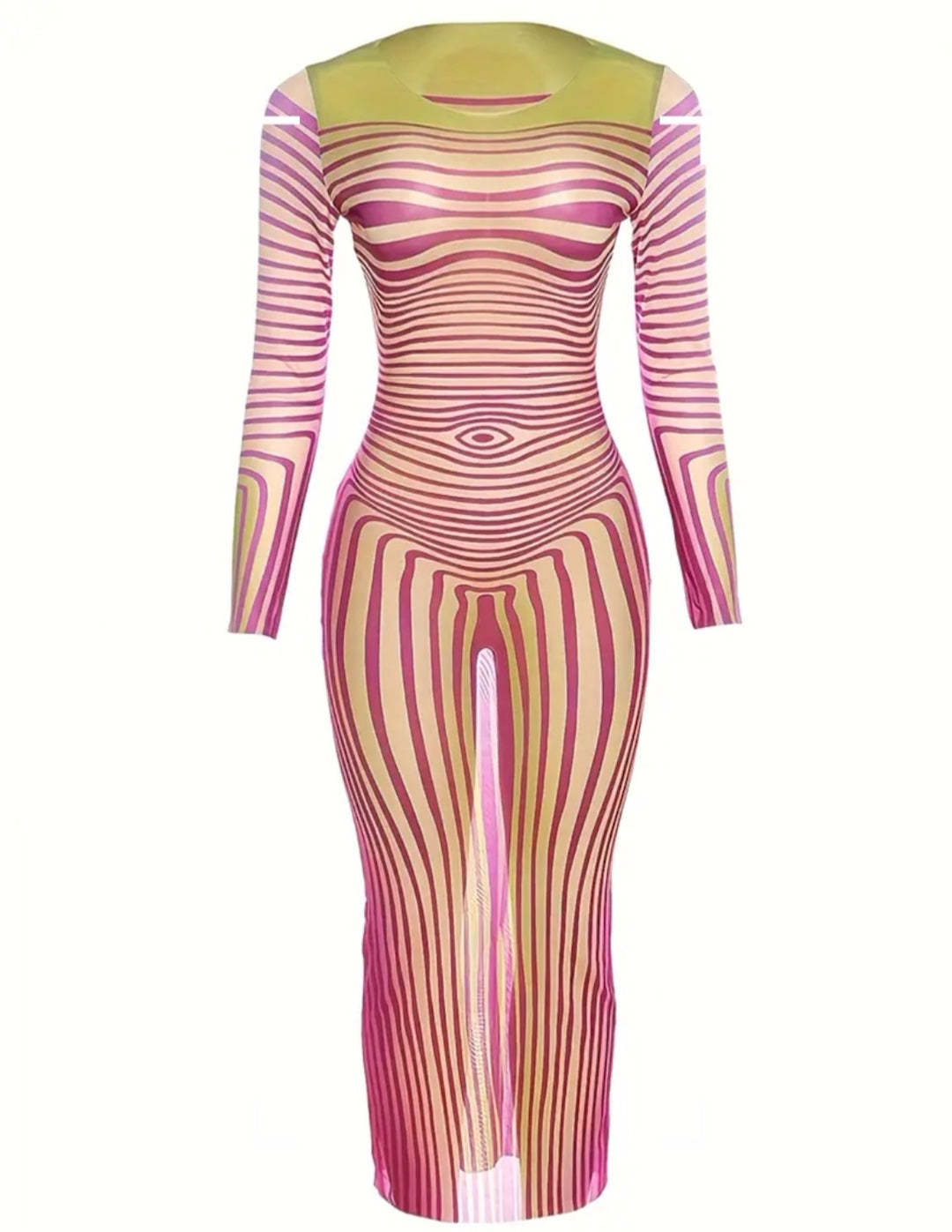 Abstract striped maxi dress