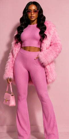 Pink see-through pants set
