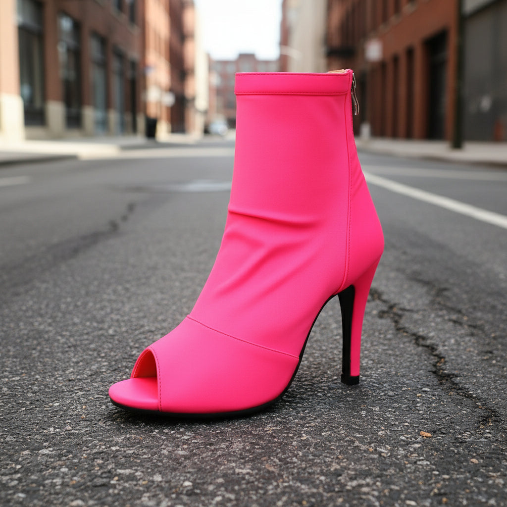 Peep Toe Pointed Stiletto Ankle Boots Women