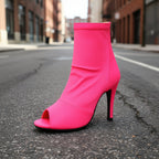 Peep Toe Pointed Stiletto Ankle Boots Women
