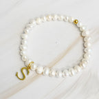 Freshwater Pearl Initial Charm Bracelet