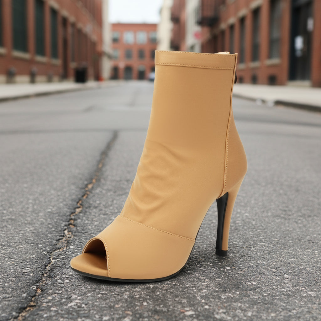 Peep Toe Pointed Stiletto Ankle Boots Women