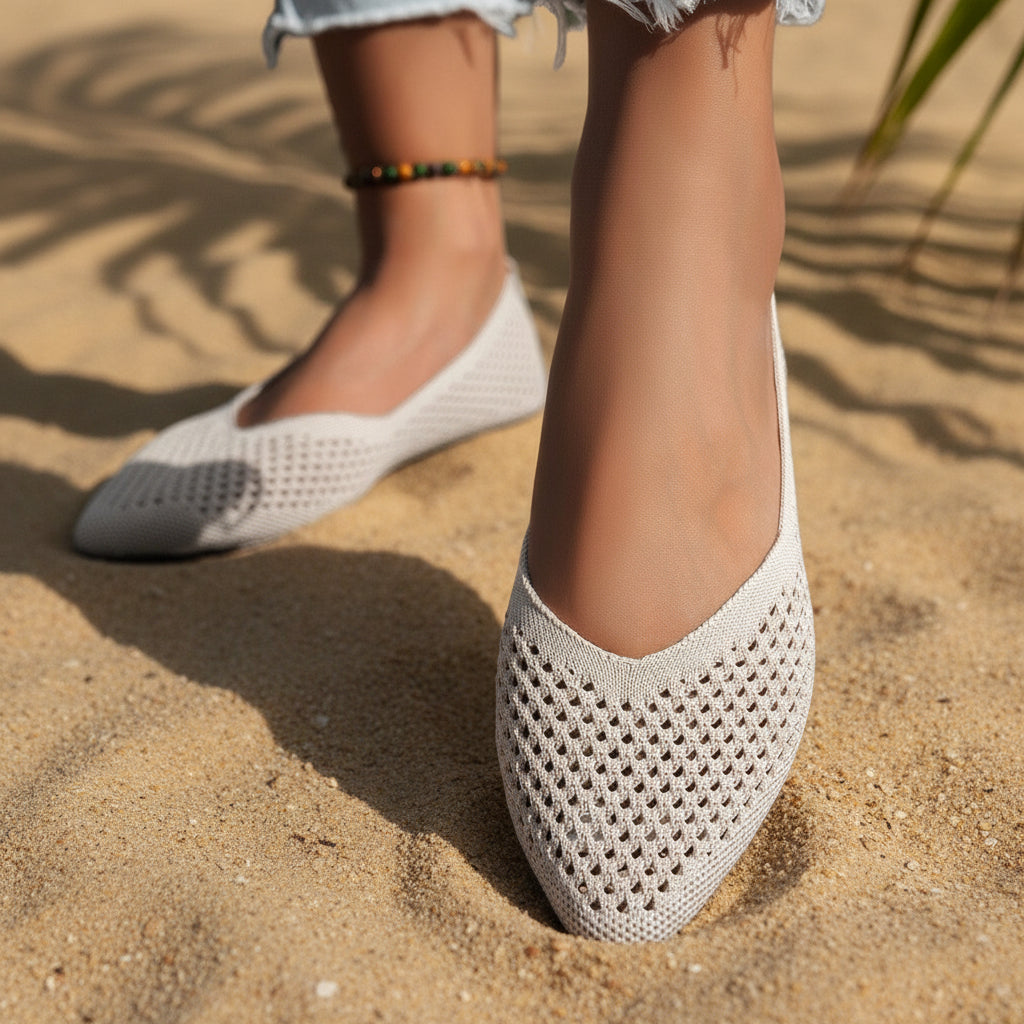 Women's Pointed Toe Flyknit Slip-On Loafers