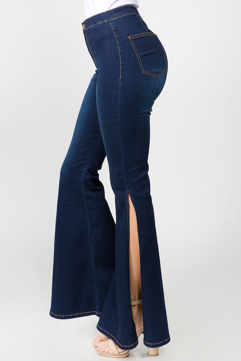 Side Slit Flare Jeans