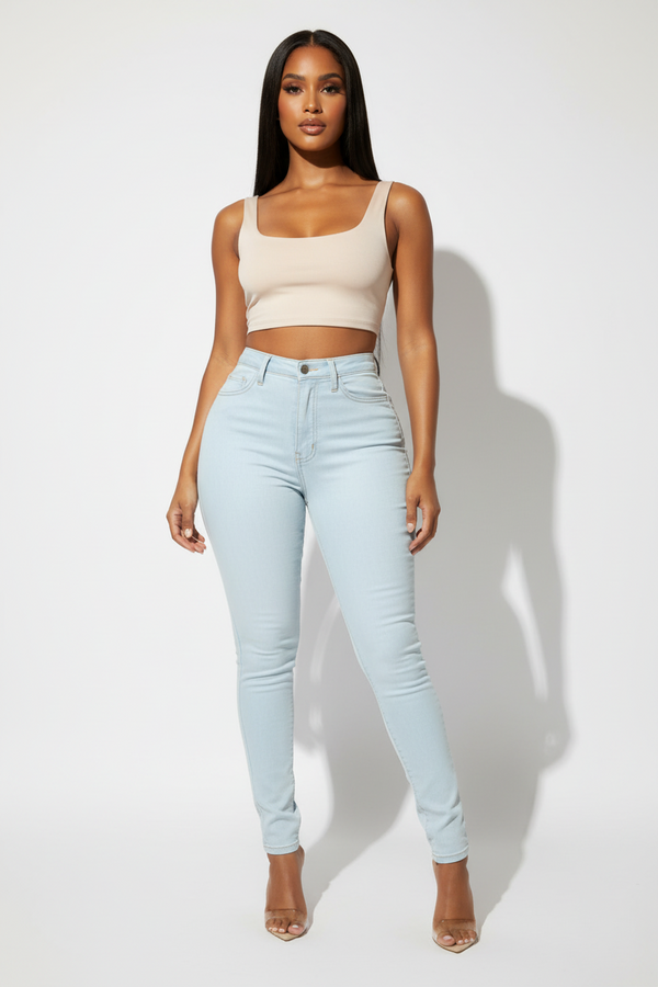 High Waist Light Blue Jeans