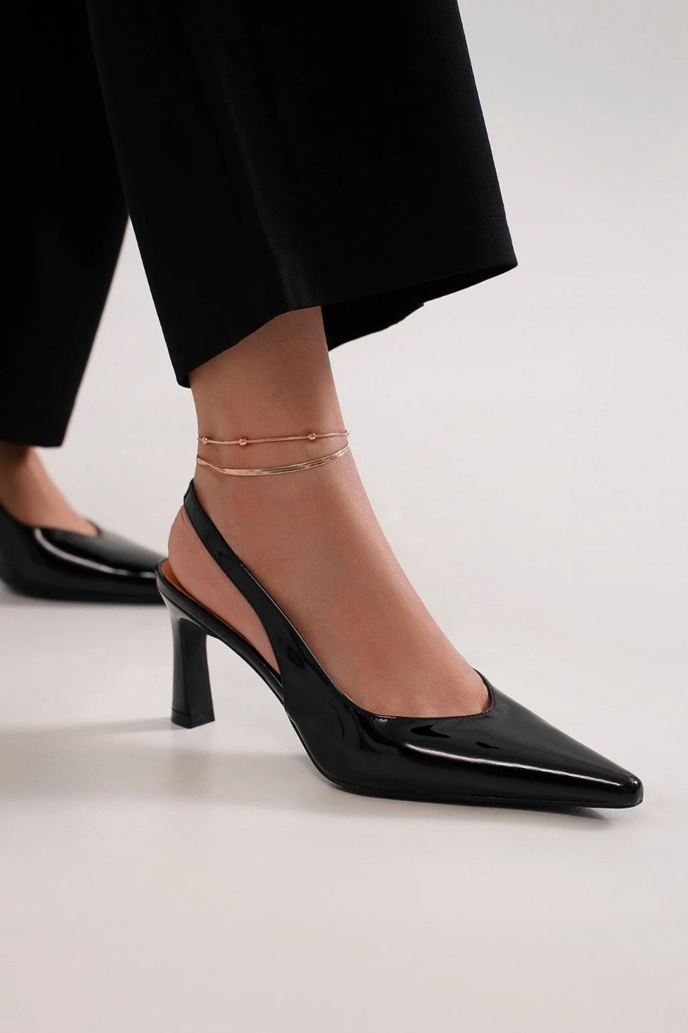 Faux Leather Slingback Pumps