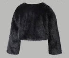 Fluffy Faux Fur Jacket, Size Large