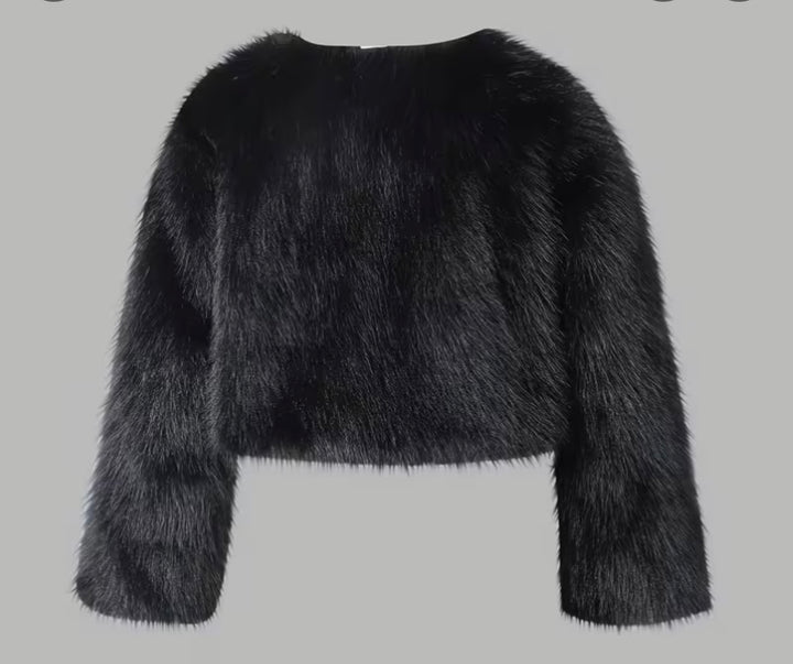 Fluffy Faux Fur Jacket, Size Large