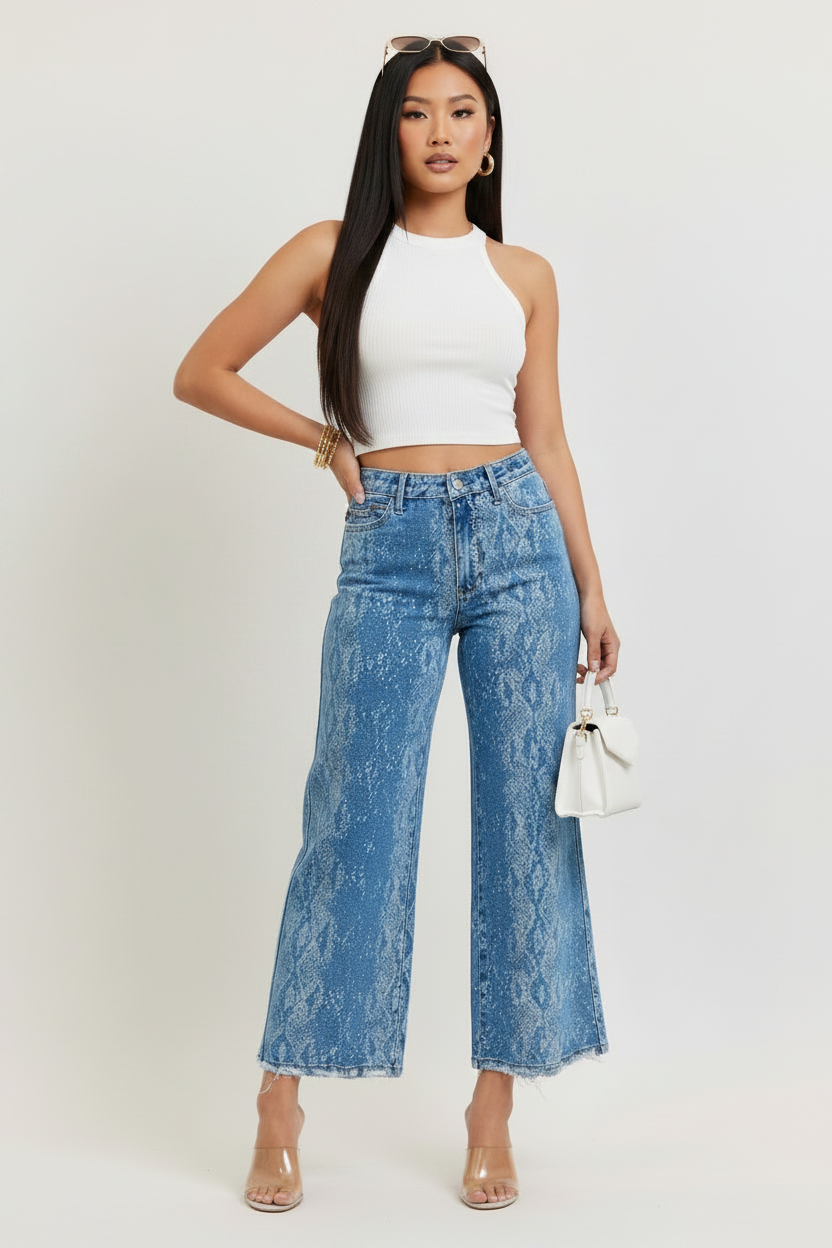 Judy Blue High Rise Ankle Wide Leg Jeans