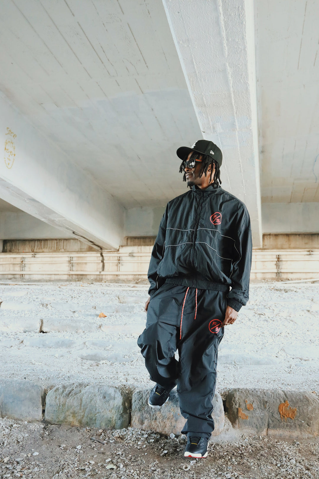 MOTION Nylon Pants, Black and Red