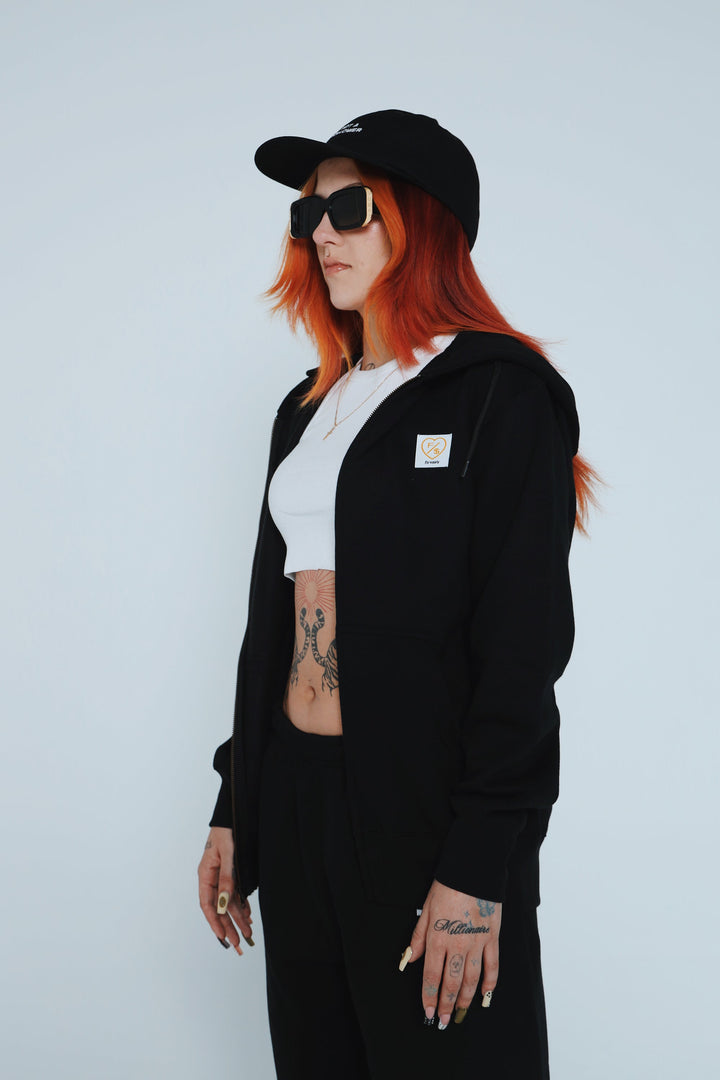F/$ Patchwork Zip-up Hoodie (Black)
