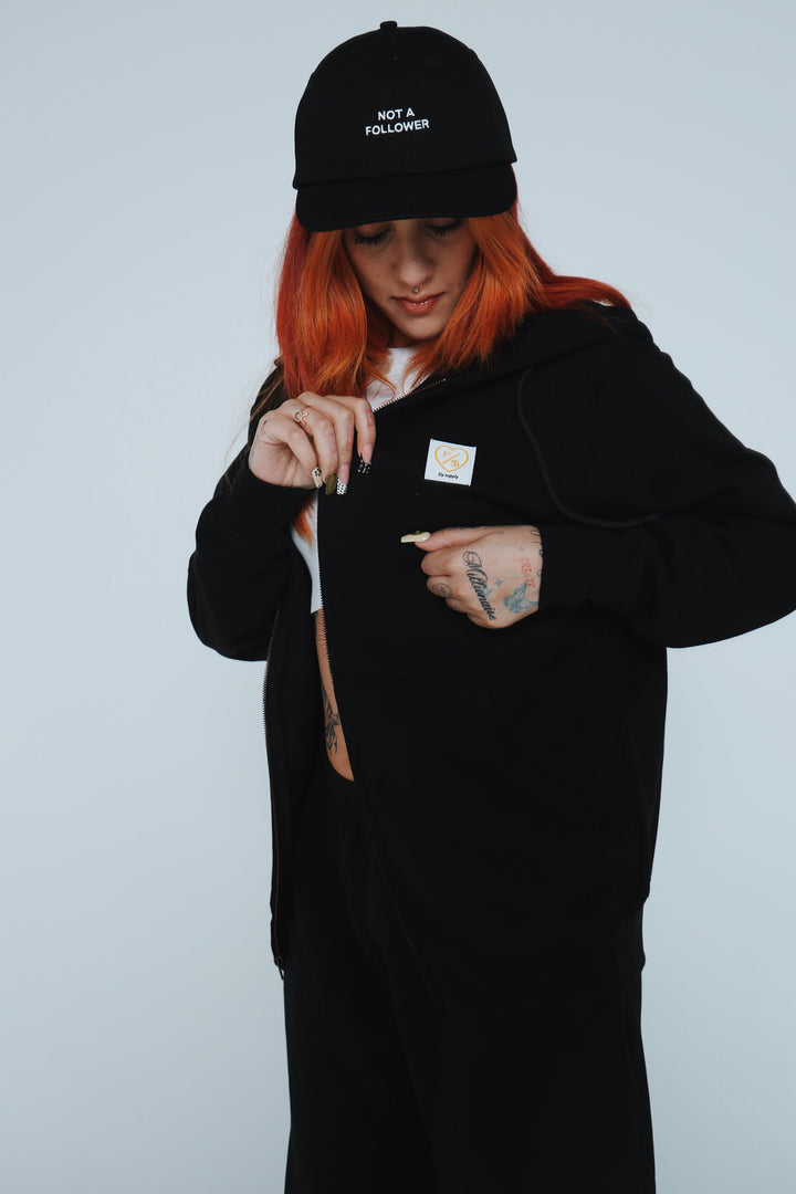 F/$ Patchwork Zip-up Hoodie (Black)