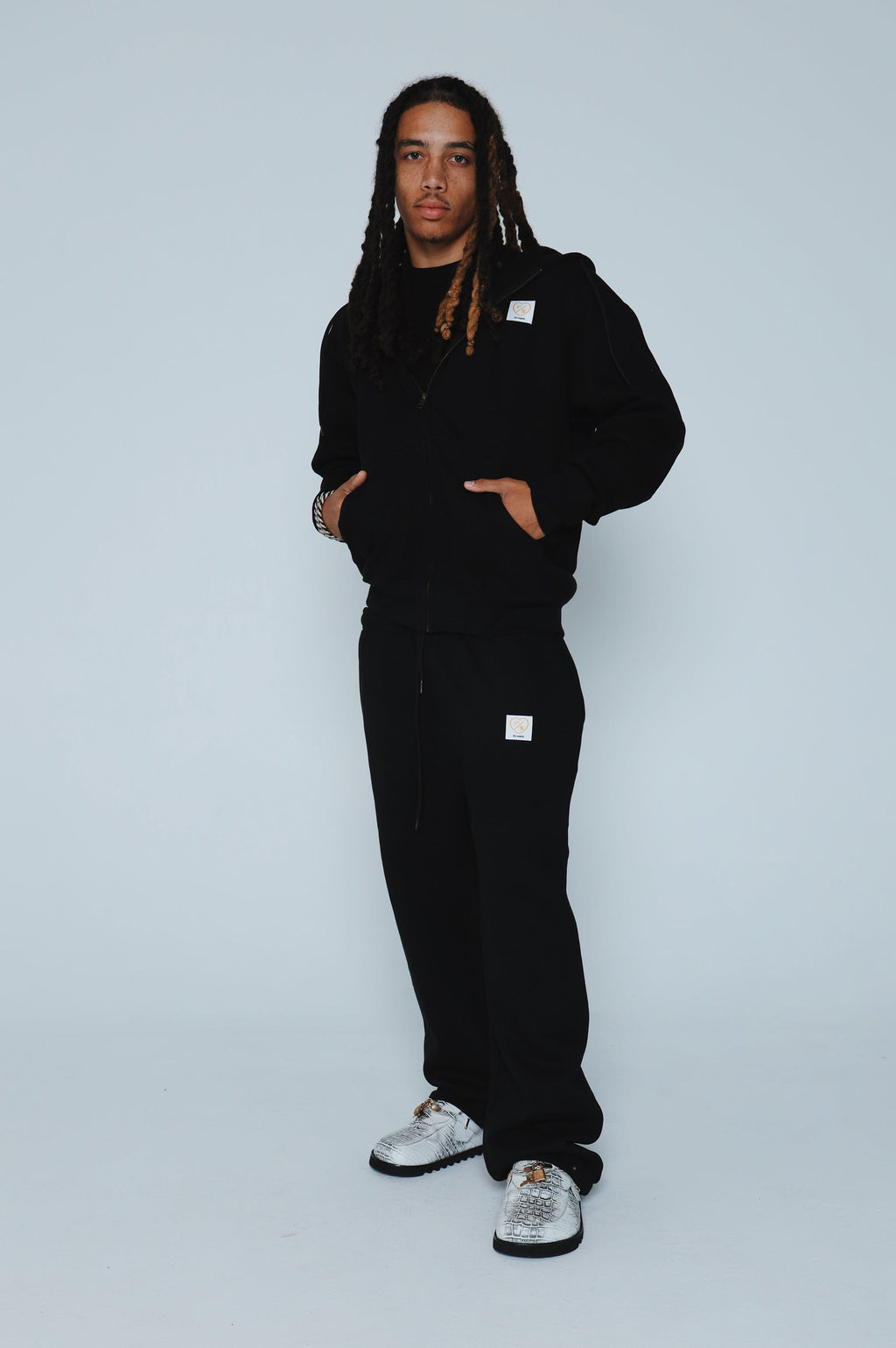 F/$ Patchwork Zip-up Hoodie (Black)