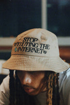 Stop Polluting The Internet: Bucket Hat (Cream)