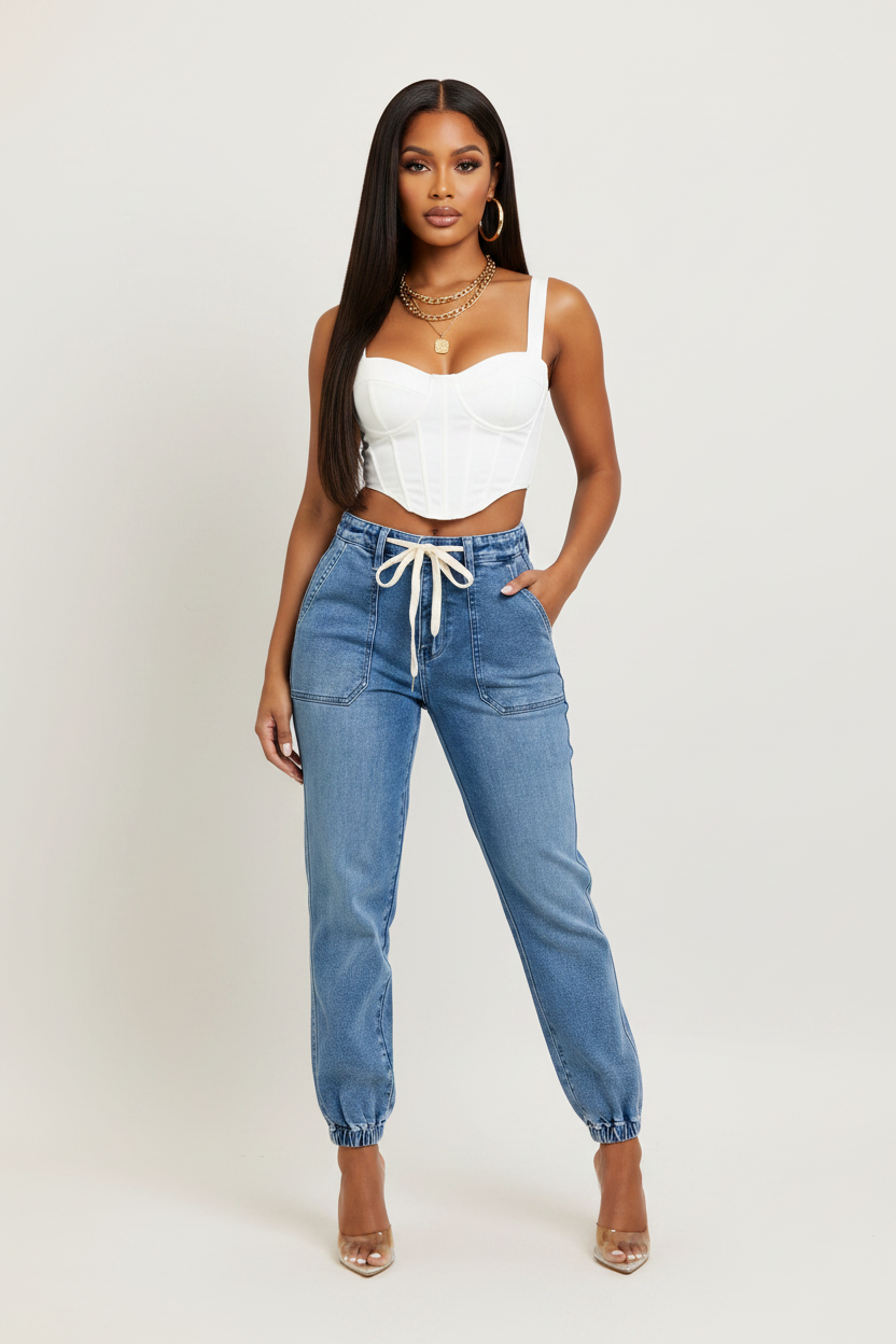 High Waist Denim Jogger