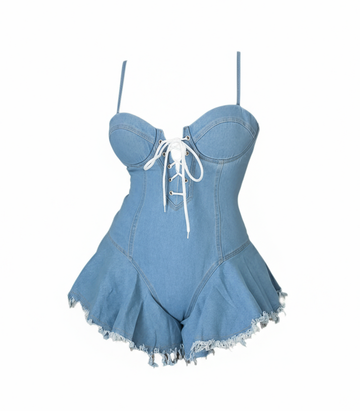 Denim Destroyed Romper