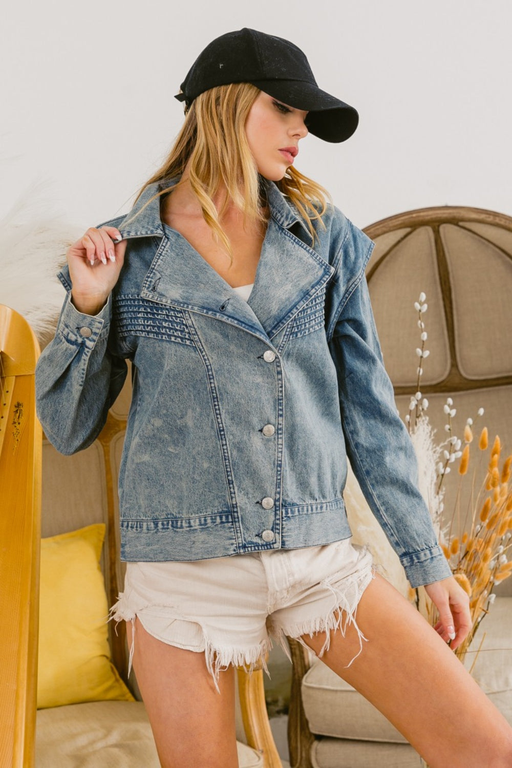 Button Up Long Sleeve Denim Jacket