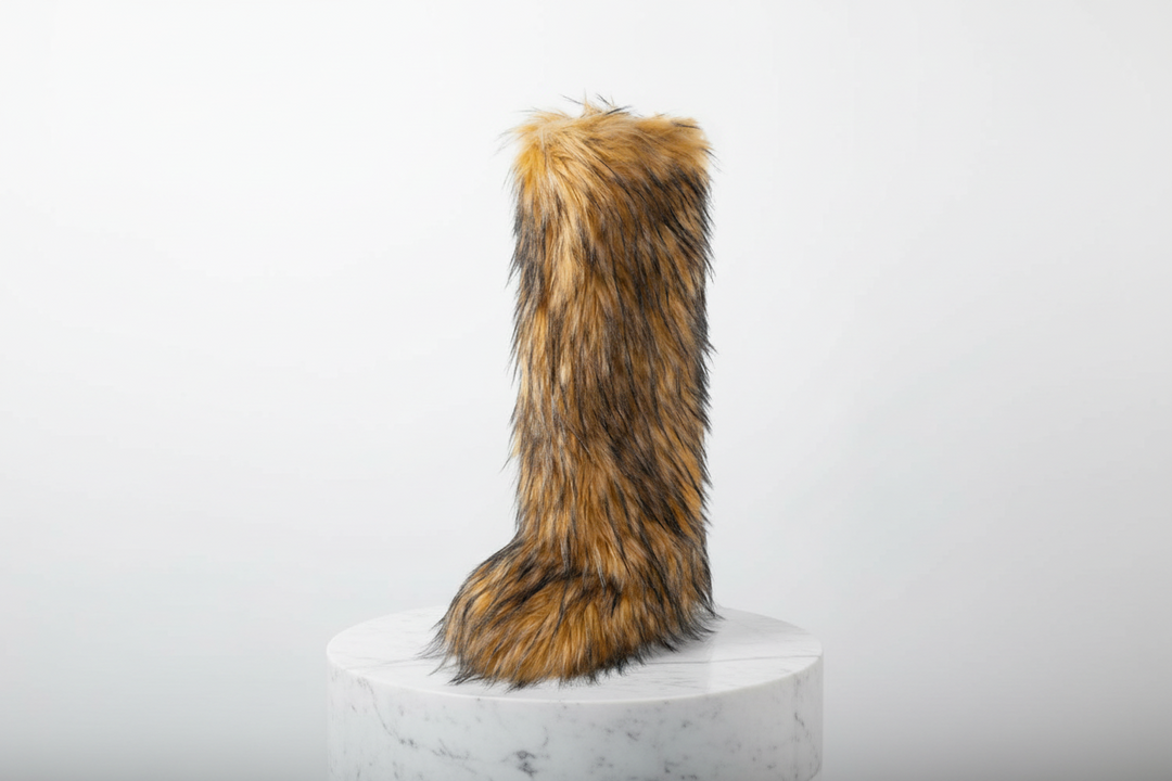 Tall Light Brown Faux Fur Fluffy Snow Boots