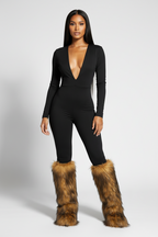 Tall Light Brown Faux Fur Fluffy Snow Boots