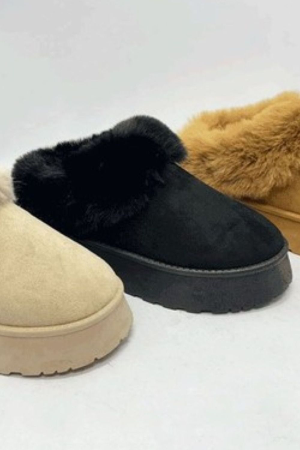 Faux-Fur Platform Slip On Booties