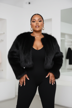 Fluffy Faux Fur Jacket, Size Large