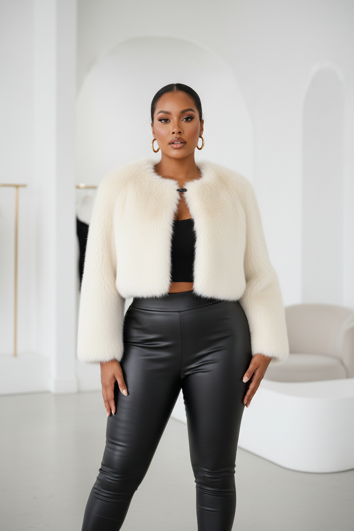 Fluffy Faux Fur Jacket, Size Large