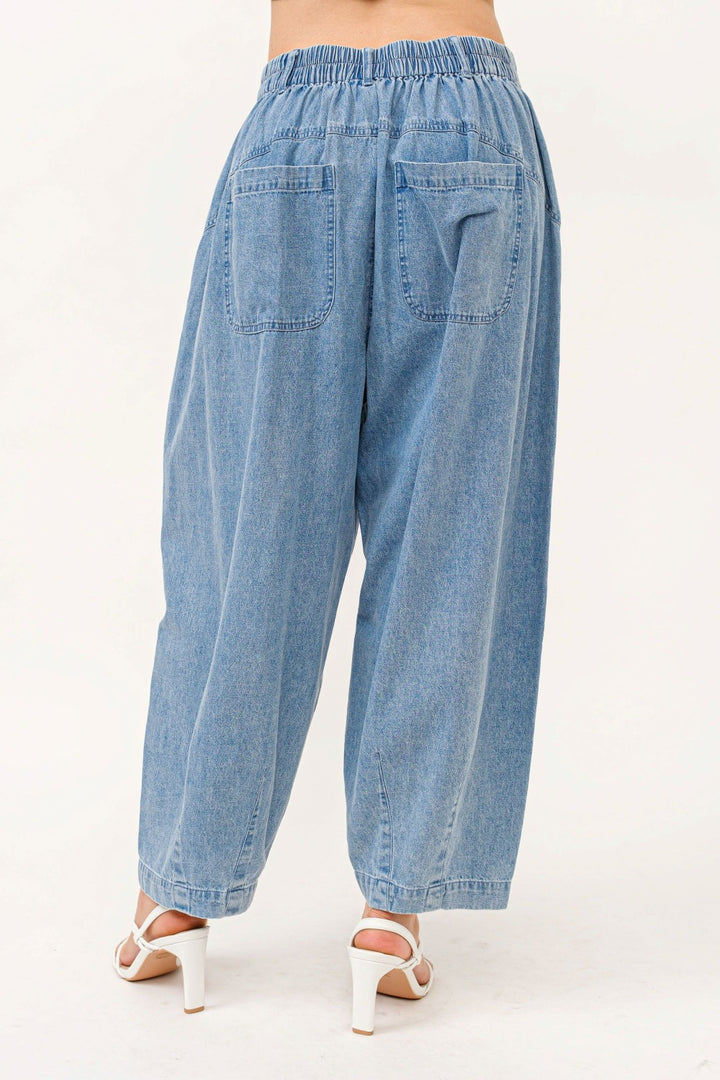 And The Why Elastic Pleated Baggy Jeans