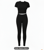 Everyday Ribbed Pants Set - Black
