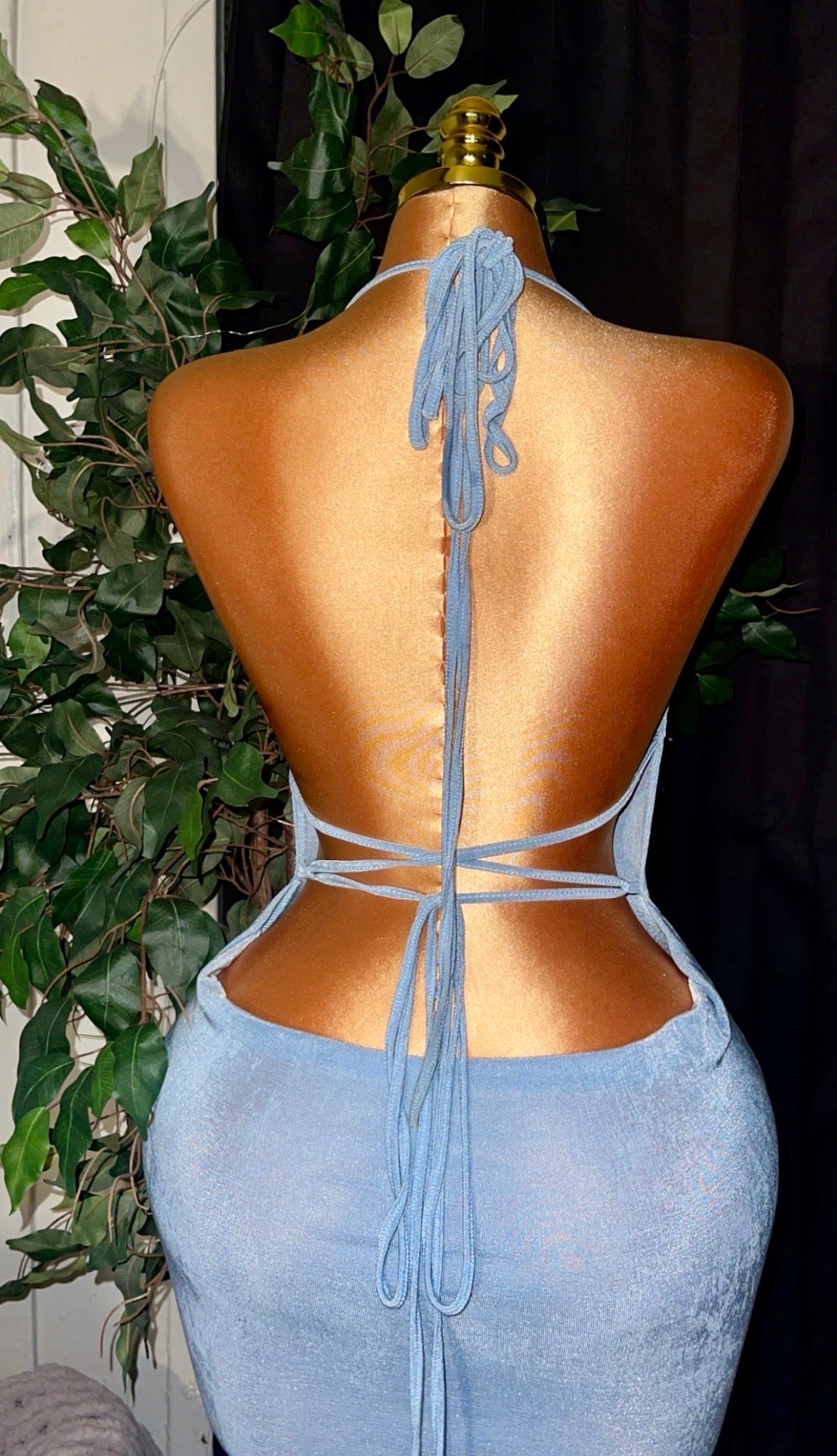 Maxi Backless Dress, Blue