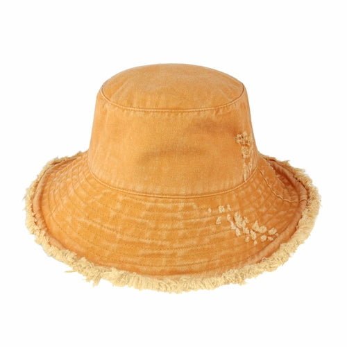 Floppy Wide Brim Frayed Bucket Hats for Women